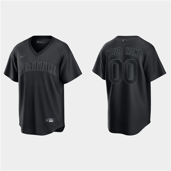 Men's Seattle Mariners Active Player Custom Black Pitch Black Fashion Replica Stitched Jersey